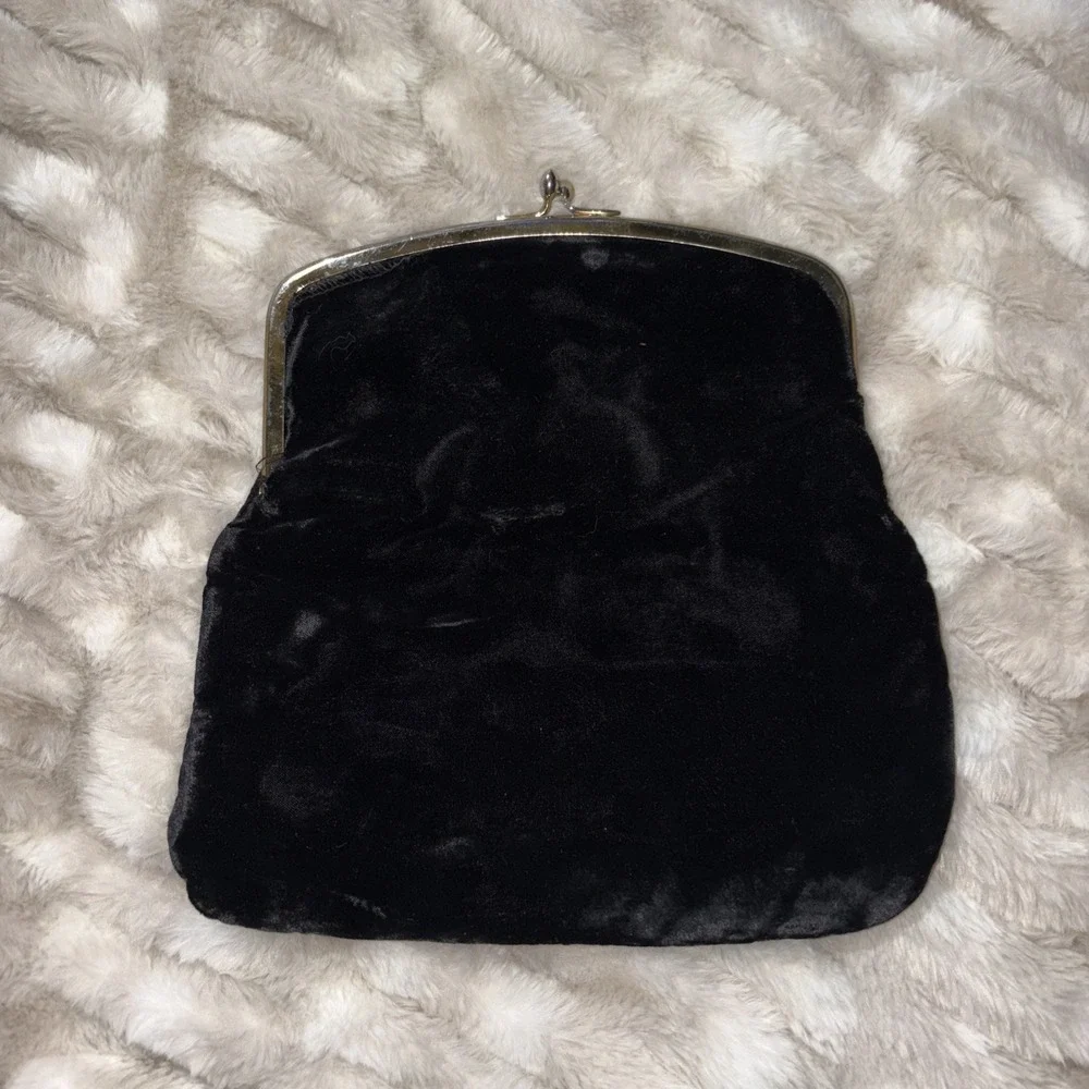 Vintage‎ 1960's Black Evening Bag Clutch Purse Gold KISS Lock Simplistic